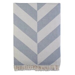 Fishbone flatwoven Turkish cotton light grey throw